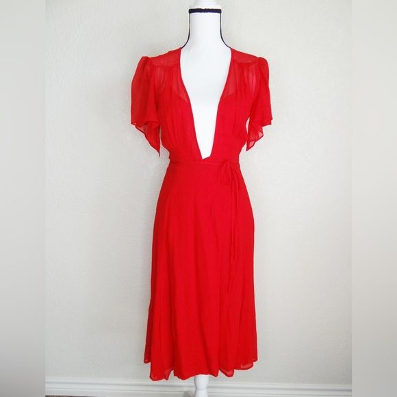 NWOT Reformation Frances Red Dress Size XS - Picture 3 of 7